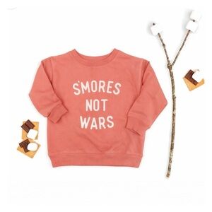 LAT Apparel Pink Salmon “S’Mores Not Wars” Graphic Crewneck Sweatshirt Youth L